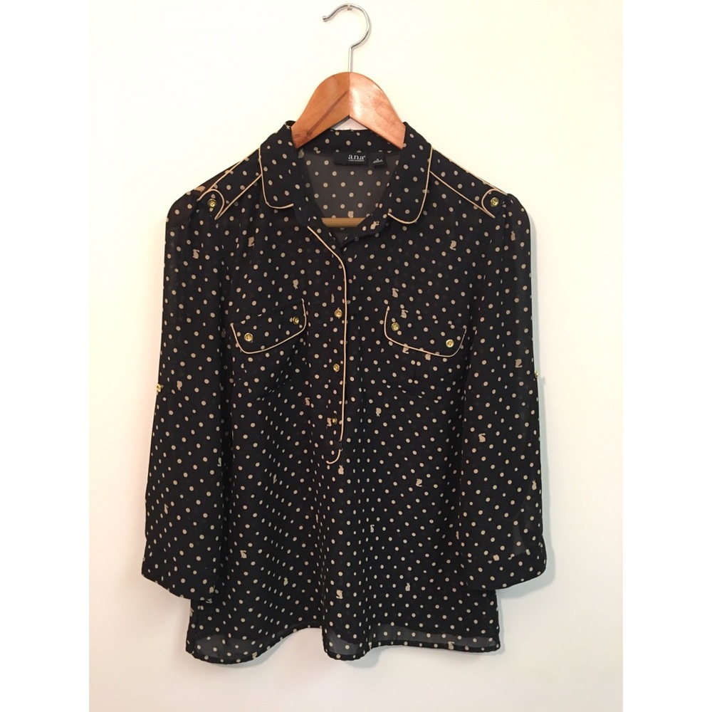 ANA Women’s Black Tan Bunny Detail Blouse
